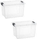 Superio Storage Bins with Lids- 2 Pack, 2.5 Qt Clear Boxes by Superio