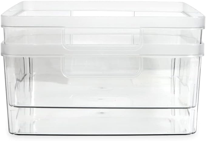 Isaac Jacobs 2-Pack Large Clear Storage Bins w/Cutout Handles, Plastic Organizer - Image 6
