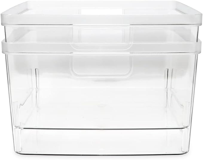 Isaac Jacobs 2-Pack Square Clear Storage Bins w/Cutout Handles, Plastic - Image 6