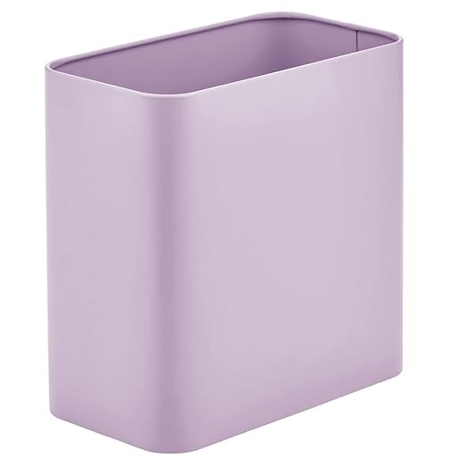mDesign Metal Wastepaper Bin — Compact Rectangular Bathroom Bin — Rubbish Basket - Image 5