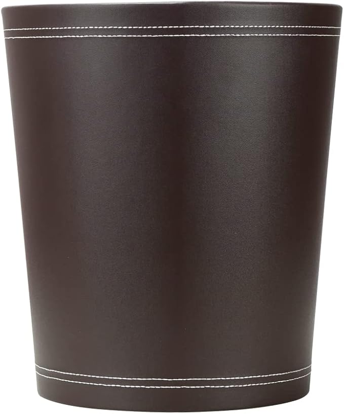 KINGFOM Classic Pu Leather Trash Can Wastebasket, Garbage Container Can - Image 2