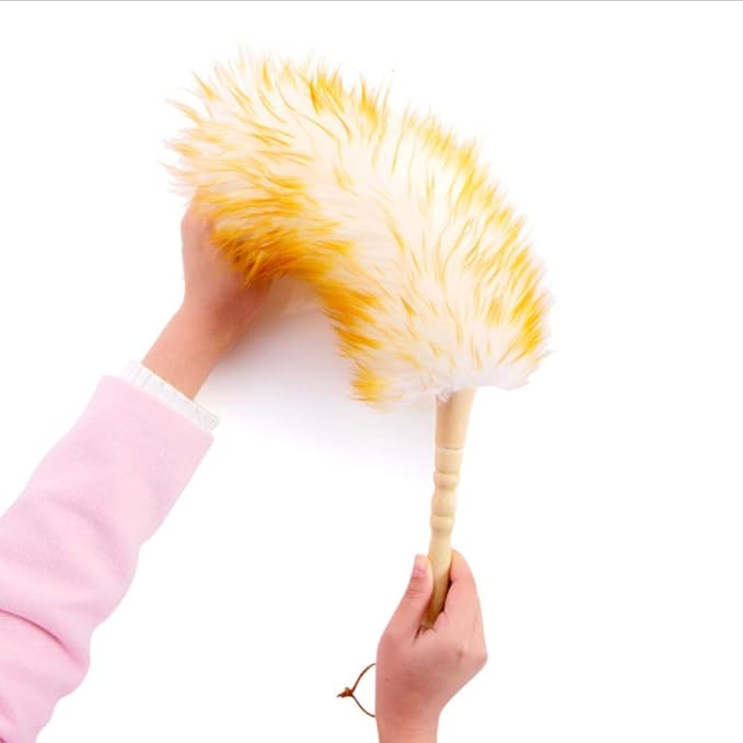 Lambswool Duster with Solid Wooden Handle, Leather Hang Strap, 18.9 inch Long - Image 3