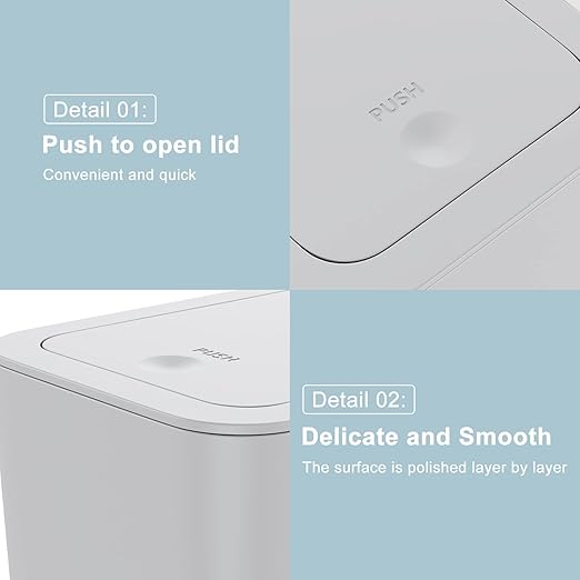 N. NETDOT 3 Pack 10 Liter / 2.6 Gallon Bathroom Trash Can, Small Trash Can - Image 6