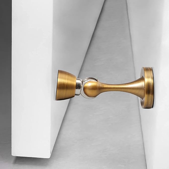 Door Stopper 6 Pack Magnetic Door Stops, Zinc Alloy Antique Brass Door Catch - Image 2
