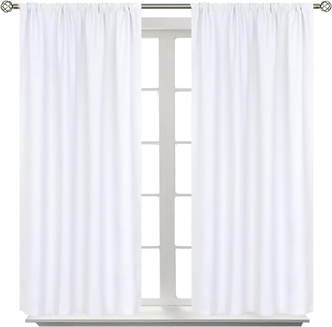 BGment Rod Pocket White Curtains 40 Inches Length by BGment