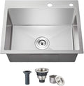 20x16x9 Inch Drop in Kitchen Sink, Handmade 304 Stainless Steel Single Bowl by OUGOO