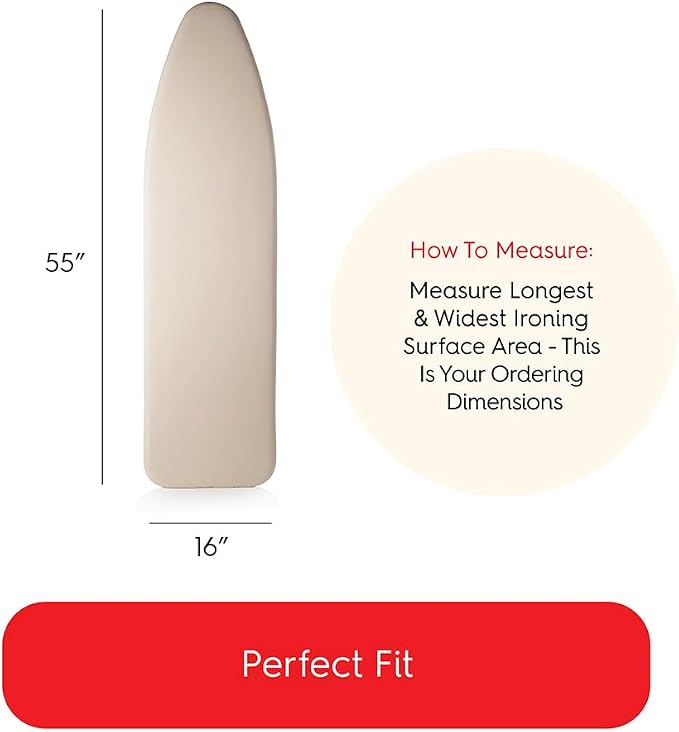 TIVIT Ironing Board Cover 16 x 55 Standard Chemical Free Eco-Friendly Padded - Image 4