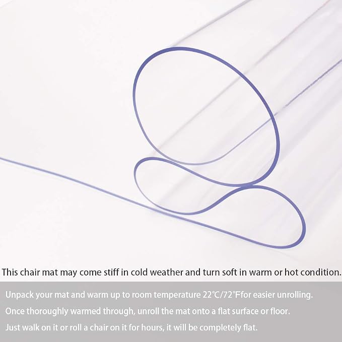Office Chair Mat for Hardwood Floor, 1/8" Thick 55” x 35” Crystal Clear Hard - Image 3