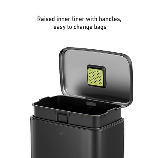 EKO Madison Matte Black 50 Liter/13.2 Gallon Step Trash Can - Image 2
