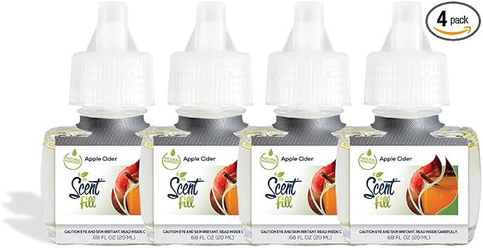 Scent Fill Apple Cider Plug in Air Freshener, 4 Scented Oil Refills by ScentFill