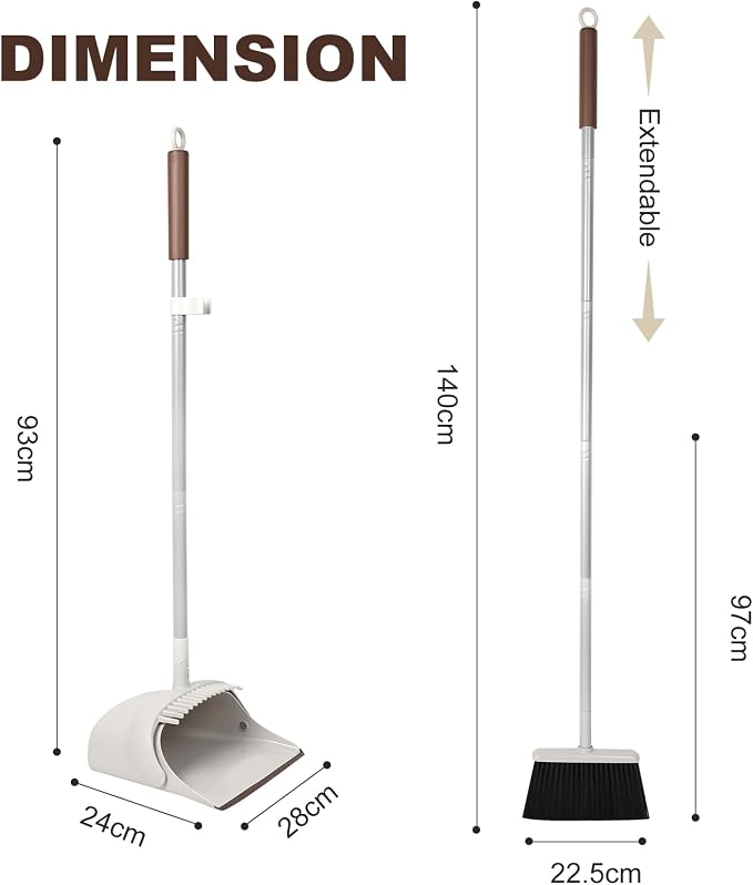 54" Long Handled Broom and Dustpan Set - Image 2