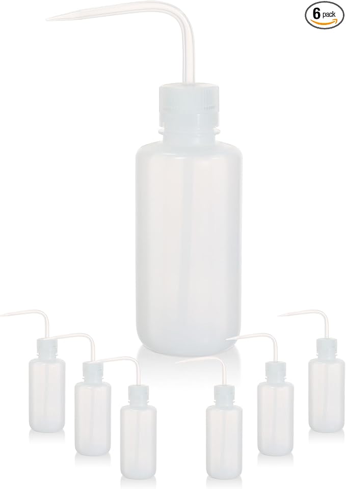 6pcs of Economy Wash Bottles, Narrow-Mouth, Self-Venting Safety Wash Bottles by LABINVO