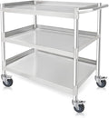 3-Shelf Stainless Steel Rolling Utility Cart by Unknown