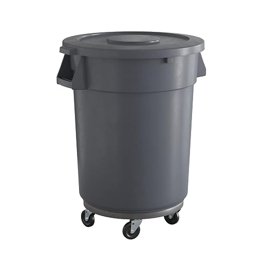 32 Gallon Gray Round Commercial Trash Can by Krollen+Industrial