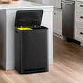 CAPHAUS Black Dual Trash Can w/Single Lid, Trash & Recycle Bins Combo, by CAPHAUS