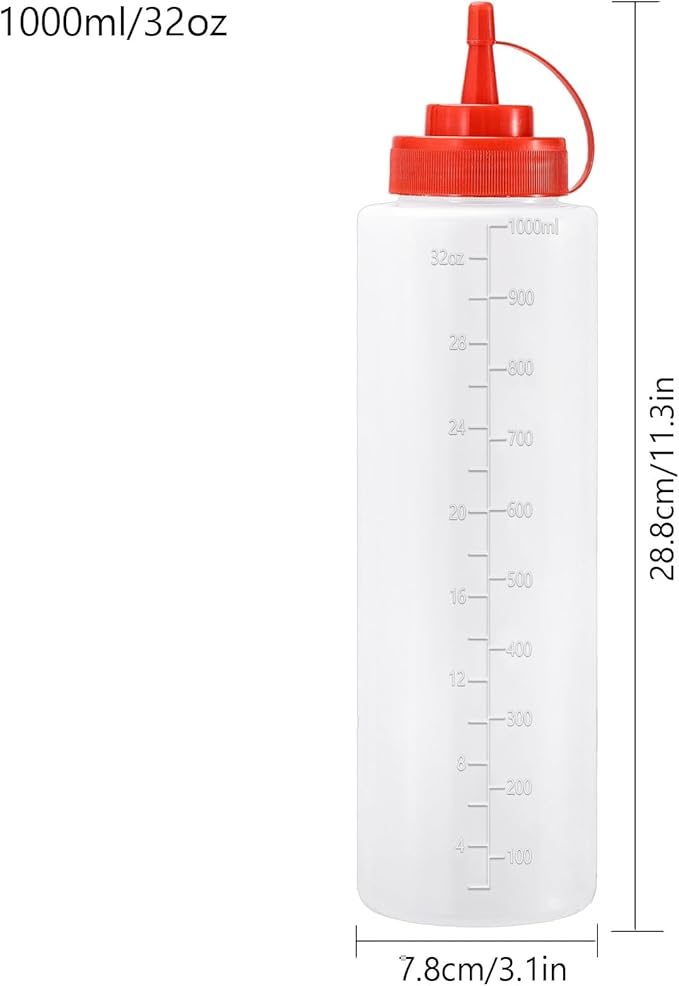 Condiment Squeeze Bottles Ketchup Dispenser, 6 Pack 32oz Squeeze Bottles - Image 2