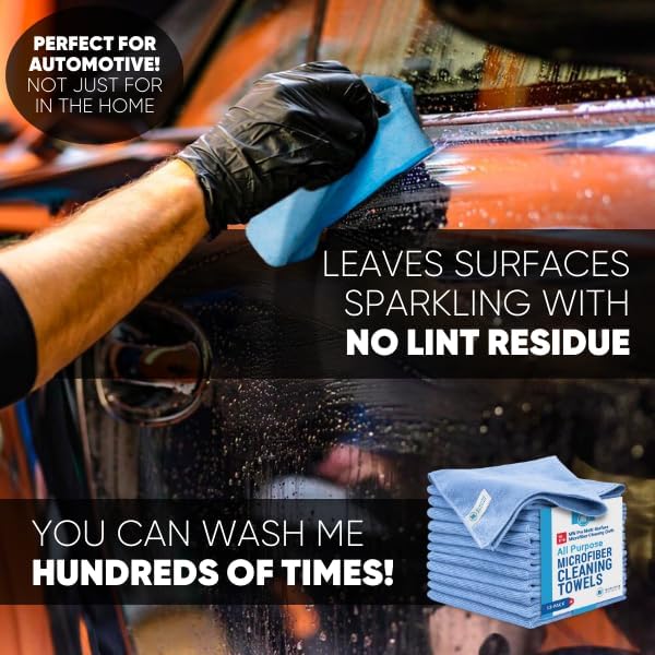 MW Pro Multi-Surface Microfiber Towel – 12 Pack | Premium Cleaning Cloth | Clean - Image 4