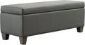 Grey Faux Leather Ottoman with Storage, Rectangular Extra Long Storage Bench by UDAX