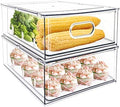 MineSign 2Pack Stackable Fridge Drawers Pull-Out Bins Divided Produce Saver by MineSign