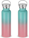 Neihepal 20 oz Insulated Water Bottles Bulk 2 Pack, Stainless Steel Double Wall by Neihepal