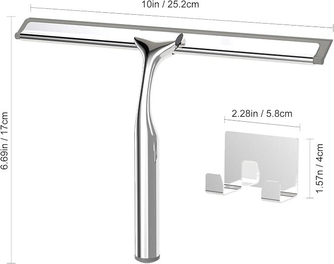Shower Squeegee for Glass Doors, Stainless Steel Shower Squeegee for Bathroom - Image 2
