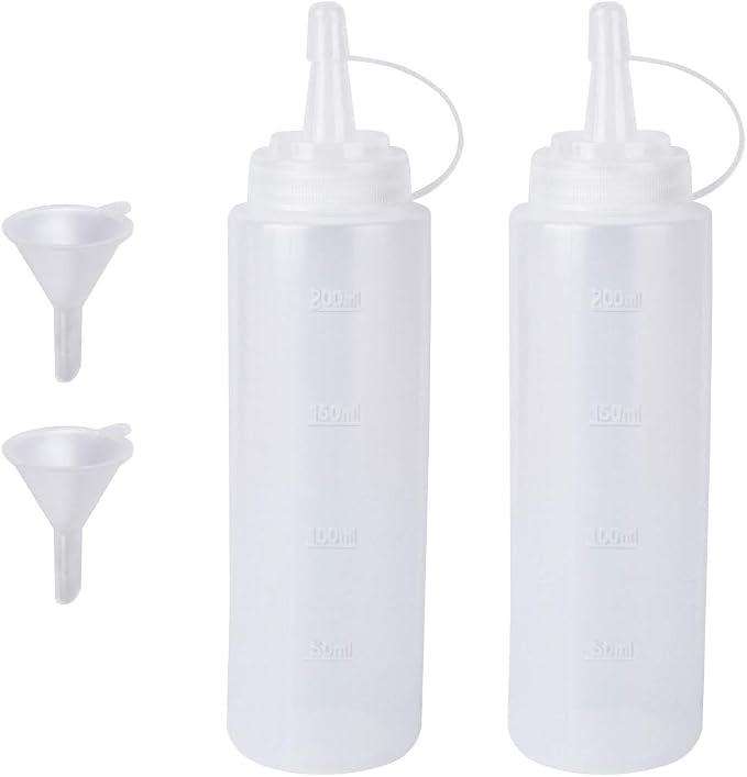 2 Pack 8oz Plastic Sauce Bottle Squeeze Squirt by Katfort