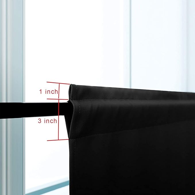 Pickluc Black Cafe Curtain 36 Inches Length, Rod Pocket Small Kitchen Curtain - Image 3