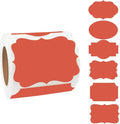 Red Labels - 250 PCS 3" x 2" Fancy Shape Stickers by Yeachlaing