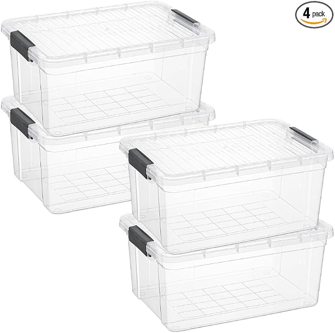 Superio Storage Bins with Lids, Stackable Totes, BPA Free, Odor Free, Organizer by Superio