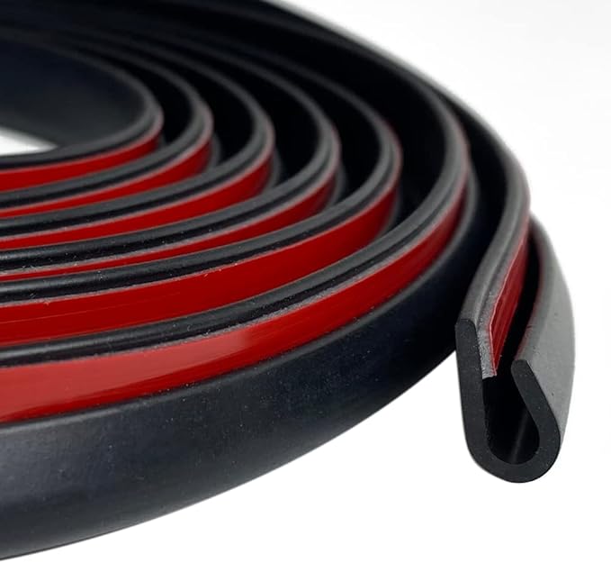 Rubber Edge Trim Black, U Channel Rubber Seal Strip by Tintvent