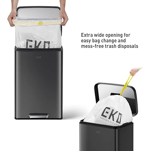 EKO Madison Matte Black 50 Liter/13.2 Gallon Step Trash Can - Image 4