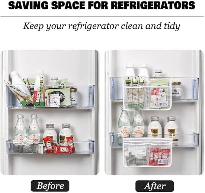 4PCS Refrigerator Door Organizer Set, Fridge Hanging Mesh Bag - Image 4