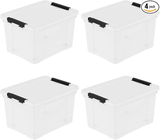 Set of 4 Plastic Latch Storage Bins by Lesbin