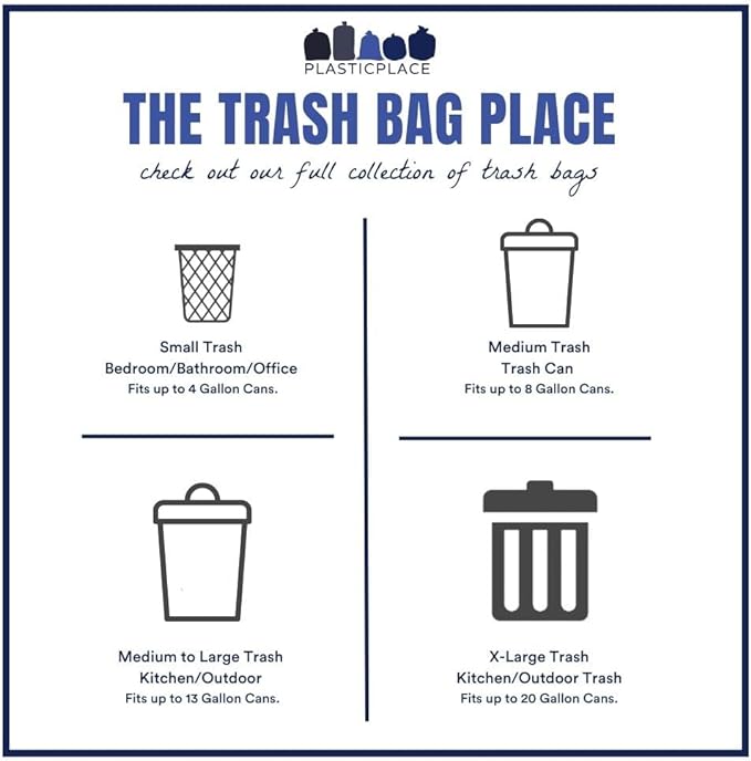 Plasticplace 12-16 Gallon Trash Bags │ 8 Microns │ Black High Density Liners │ - Image 6