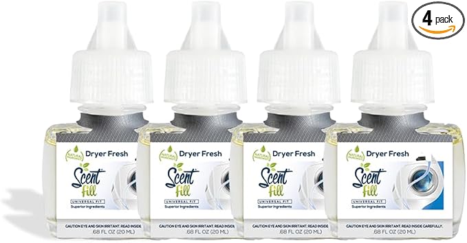 Scent Fill Dryer Fresh Plug in Air Freshener, 4 Scented Oil Refills by ScentFill