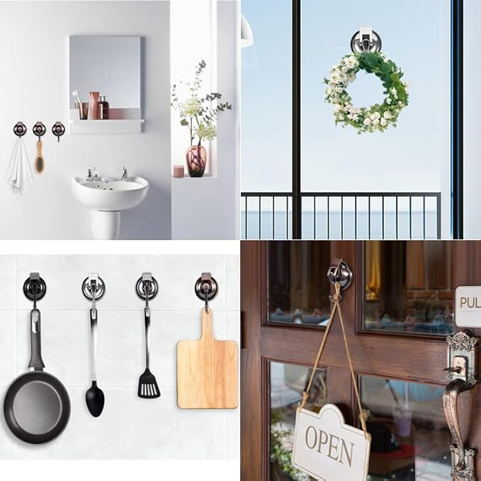 Suction Cup Hooks for Shower, Glass Door, Tile – Loofah, Bath Robe Hook Holder - Image 3