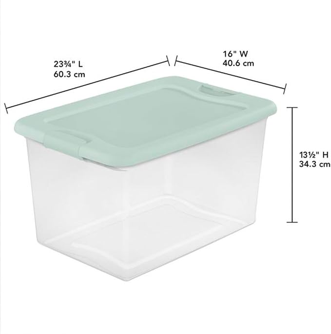 Sterilite 12 Pack Latching Box, 64 Quart, Mindful Mint - Image 2