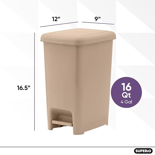 Superio Slim Step On Trash Can, Under Desk - Image 2