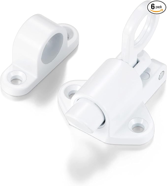 6 Packs Self-Closing Latches，White Spring Door Lock，Resilient Bolt Latch by INIRET