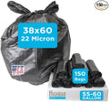 Large Black Trash Bags 55-60 Gallon Heavy Duty, High Density, 22 Micron by HighBarTrashLiners