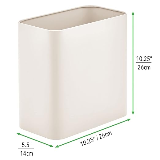 mDesign Small Metal 2.4 Gallon Trash Can Wastebasket Garbage Bin - Image 3