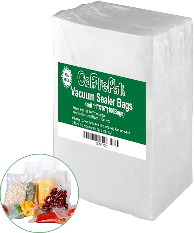 O2frepak 100 Gallon Size 11" x 16" 4mil Thick Vacuum Sealer Bags by O2frepak
