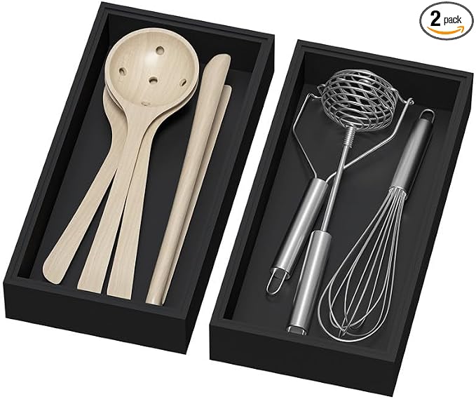 Bamboo Drawer Organizer, Cutlery Silverware Organizer by Lixple
