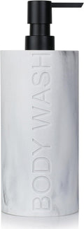 White Body Wash Dispenser Luxurious Refillable Pump Bottle by IndecorHome