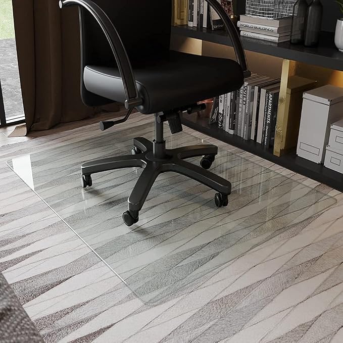 GLSLAND 36" x 46" Tempered Glass Chair Mat Heavy-Duty Floor Protector - Image 2