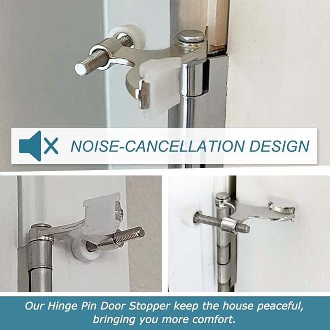 8 Pack Hinge Pin Brushed Nickel Door Stopper, Adjustable Heavy Duty Hinge Pin - Image 6