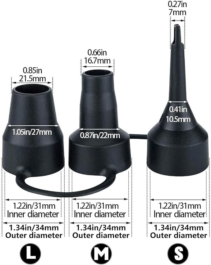 Replacement Nozzles Electric Air Pump 3 Sizes Head Plastic - Image 2