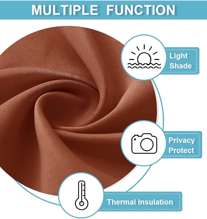 RYB HOME Orange Window Curtains 108 inches Length, Energy Efficient Rod Pocket - Image 5