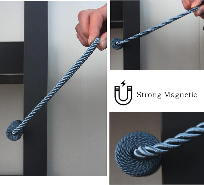 Magnetic Curtain Tiebacks 6 Pack Blue Curtain Rope Tieback Curtain Holders - Image 5