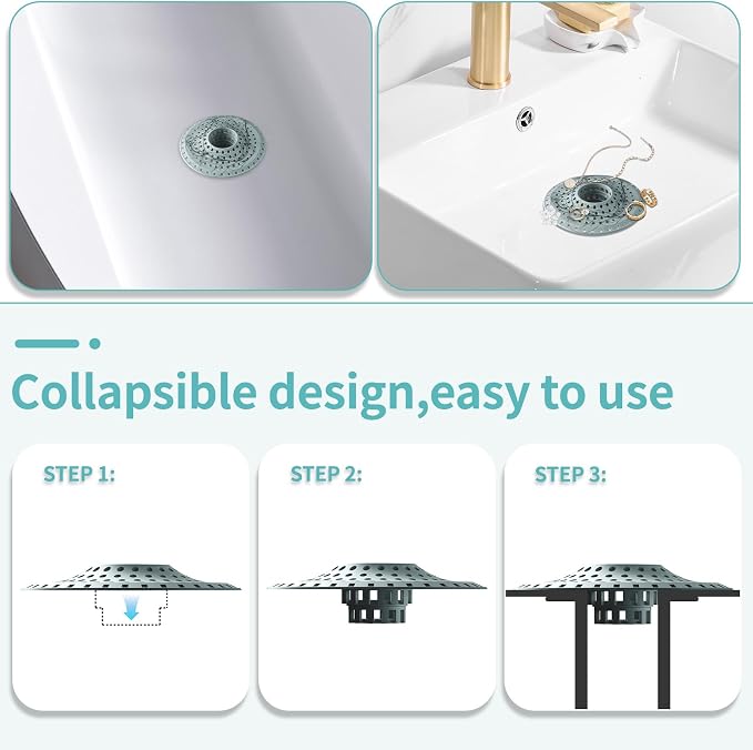 Shower Hair Drain Catcher, Silicone Bathtub Drain Hair Catcher Strainer - Image 4